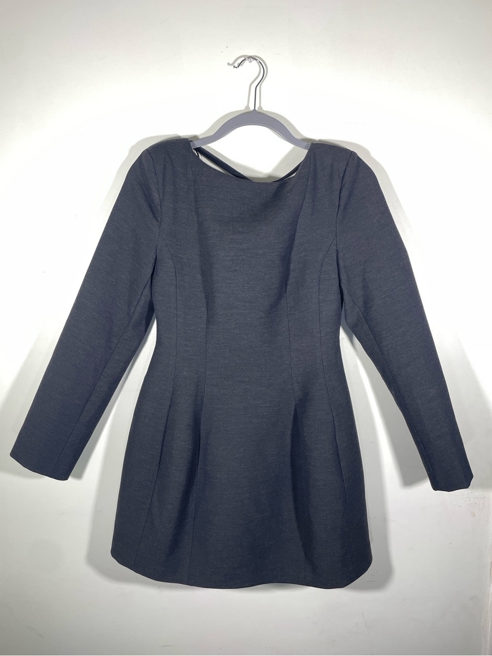 Zara NWT Black Open Back Fit & Flare Mini Dress darkacademia corporategoth